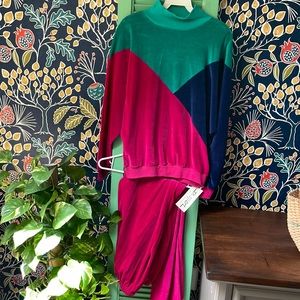 NWT SK Sport Retro Colorblock Pink Vintage Sweatsuit